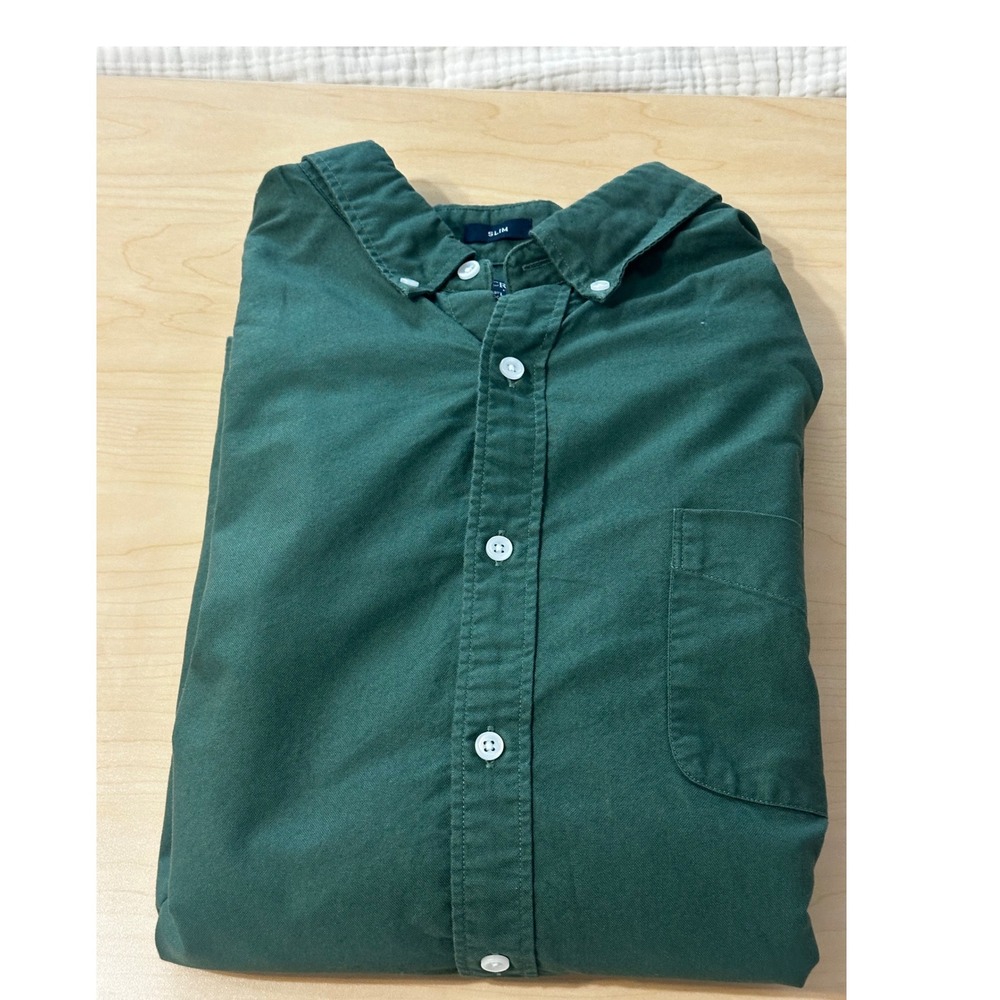 J.Crew Flex Oxford Shirt Mens XXL Slim Fit Forest Green Button Down Long Sleeve
